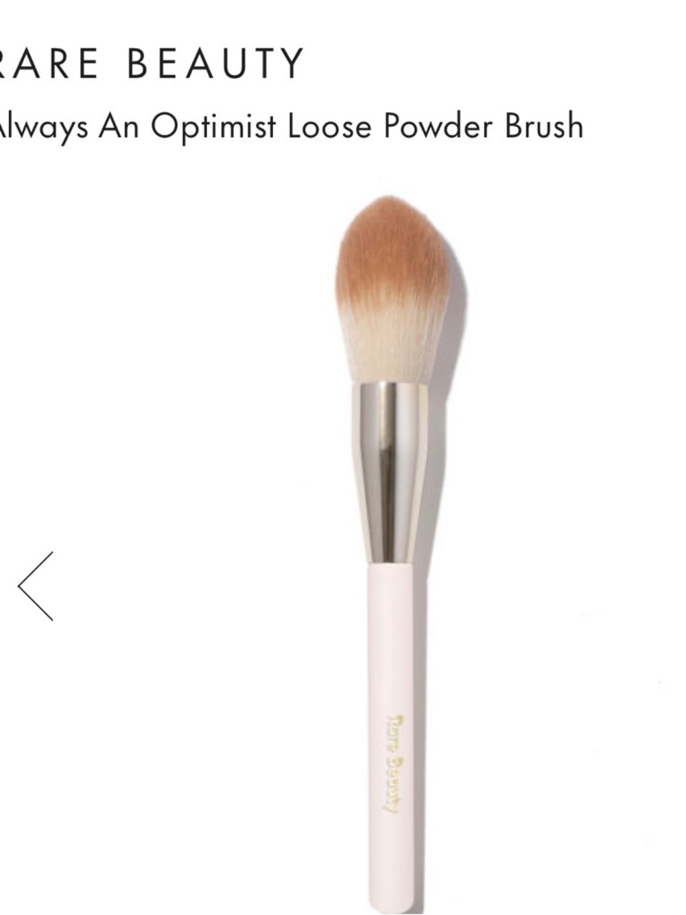 Rare Beauty Loose Powder Brush in Light Pink Handle with Beige-Tipped Bristles